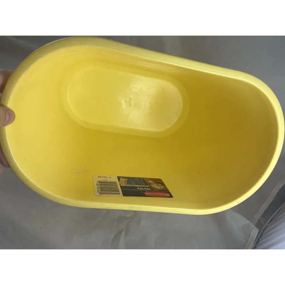 Rubbermaid Ribbed Wastebasket Yellow Trash Can #2954 Vintage 1982